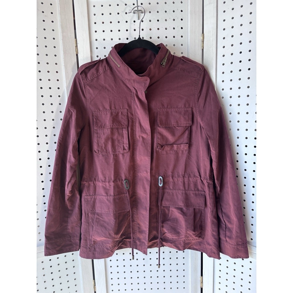 NWT Love Tree Burgundy Lightweight Utility Jacket Hooded Zip Women's M